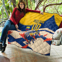 Personalized Ecuador Football Quilt Condor Vintage Grunge National Pride Soccer Mascot