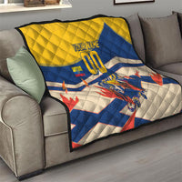 Personalized Ecuador Football Quilt Condor Vintage Grunge National Pride Soccer Mascot