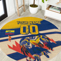 Personalized Ecuador Football Round Carpet Condor Vintage Grunge National Pride Soccer Mascot