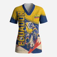 Personalized Ecuador Football Scrub Top Condor Vintage Grunge National Pride Soccer Mascot