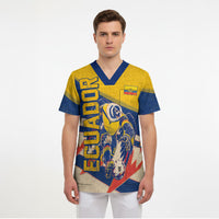 Personalized Ecuador Football Scrub Top Condor Vintage Grunge National Pride Soccer Mascot
