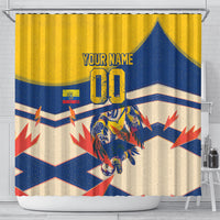 Personalized Ecuador Football Shower Curtain Condor Vintage Grunge National Pride Soccer Mascot