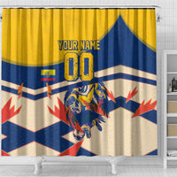 Personalized Ecuador Football Shower Curtain Condor Vintage Grunge National Pride Soccer Mascot
