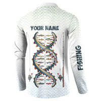 Fishing DNA Button Sweatshirt Colorful Fish Illustrations on White Scale For Fisherman - Wonder Print Shop