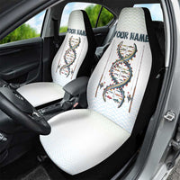 Fishing DNA Car Seat Cover Colorful Fish Illustrations on White Scale For Fisherman - Wonder Print Shop
