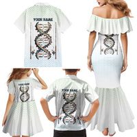 Fishing DNA Family Matching Mermaid Dress and Hawaiian Shirt Colorful Fish Illustrations on White Scale For Fisherman - Wonder Print Shop