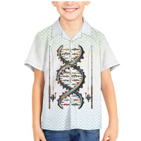 Fishing DNA Family Matching Mermaid Dress and Hawaiian Shirt Colorful Fish Illustrations on White Scale For Fisherman - Wonder Print Shop
