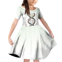 Fishing DNA Family Matching Off Shoulder Short Dress and Hawaiian Shirt Colorful Fish Illustrations on White Scale For Fisherman - Wonder Print Shop