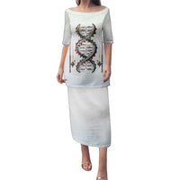 Fishing DNA Family Matching Puletasi and Hawaiian Shirt Colorful Fish Illustrations on White Scale For Fisherman - Wonder Print Shop