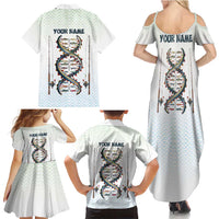 Fishing DNA Family Matching Summer Maxi Dress and Hawaiian Shirt Colorful Fish Illustrations on White Scale For Fisherman - Wonder Print Shop