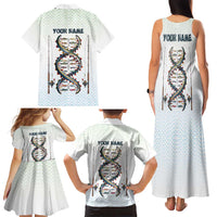 Fishing DNA Family Matching Tank Maxi Dress and Hawaiian Shirt Colorful Fish Illustrations on White Scale For Fisherman - Wonder Print Shop