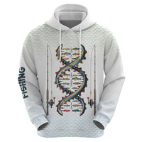 Fishing DNA Hoodie Colorful Fish Illustrations on White Scale For Fisherman - Wonder Print Shop