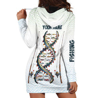 Fishing DNA Hoodie Dress Colorful Fish Illustrations on White Scale For Fisherman - Wonder Print Shop