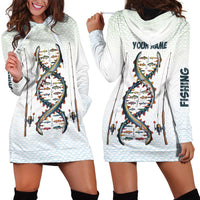 Fishing DNA Hoodie Dress Colorful Fish Illustrations on White Scale For Fisherman - Wonder Print Shop