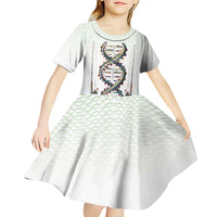 Fishing DNA Kid Short Sleeve Dress Colorful Fish Illustrations on White Scale For Fisherman - Wonder Print Shop