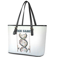 Fishing DNA Leather Tote Bag Colorful Fish Illustrations on White Scale For Fisherman - Wonder Print Shop