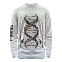 Fishing DNA Long Sleeve Shirt Colorful Fish Illustrations on White Scale For Fisherman - Wonder Print Shop