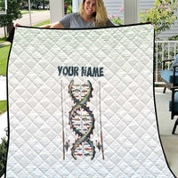 Fishing DNA Quilt Colorful Fish Illustrations on White Scale For Fisherman - Wonder Print Shop