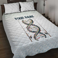 Fishing DNA Quilt Bed Set Colorful Fish Illustrations on White Scale For Fisherman - Wonder Print Shop