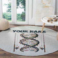 Fishing DNA Round Carpet Colorful Fish Illustrations on White Scale For Fisherman - Wonder Print Shop