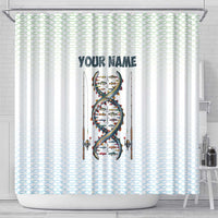 Fishing DNA Shower Curtain Colorful Fish Illustrations on White Scale For Fisherman - Wonder Print Shop