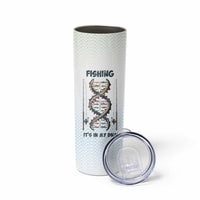 Fishing DNA Skinny Tumbler Colorful Fish Illustrations on White Scale For Fisherman - Wonder Print Shop