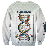 Fishing DNA Sweatshirt Colorful Fish Illustrations on White Scale For Fisherman - Wonder Print Shop