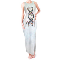 Fishing DNA Tank Maxi Dress Colorful Fish Illustrations on White Scale For Fisherman - Wonder Print Shop