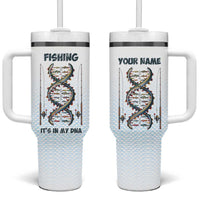 Fishing DNA Tumbler With Handle Colorful Fish Illustrations on White Scale For Fisherman - Wonder Print Shop