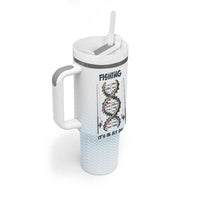 Fishing DNA Tumbler With Handle Colorful Fish Illustrations on White Scale For Fisherman - Wonder Print Shop