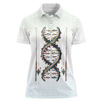 Fishing DNA Women Polo Shirt Colorful Fish Illustrations on White Scale For Fisherman - Wonder Print Shop