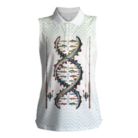 Fishing DNA Women Sleeveless Polo Shirt Colorful Fish Illustrations on White Scale For Fisherman - Wonder Print Shop