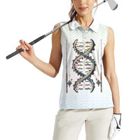 Fishing DNA Women Sleeveless Polo Shirt Colorful Fish Illustrations on White Scale For Fisherman - Wonder Print Shop