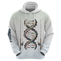 Fishing DNA Zip Hoodie Colorful Fish Illustrations on White Scale For Fisherman - Wonder Print Shop