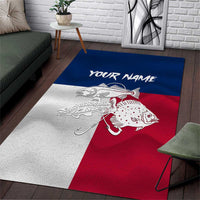 Custom Texas Fishing Area Rug Hooked Fish Graphic - Red White and Blue Theme - Wonder Print Shop