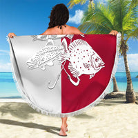 Custom Texas Fishing Beach Blanket Hooked Fish Graphic - Red White and Blue Theme - Wonder Print Shop