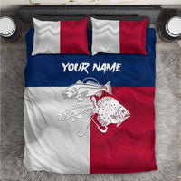 Custom Texas Fishing Bedding Set Hooked Fish Graphic - Red White and Blue Theme - Wonder Print Shop