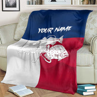Custom Texas Fishing Blanket Hooked Fish Graphic - Red White and Blue Theme - Wonder Print Shop