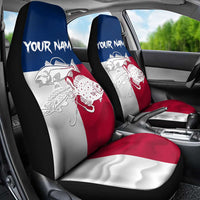 Custom Texas Fishing Car Seat Cover Hooked Fish Graphic - Red White and Blue Theme - Wonder Print Shop