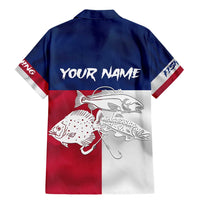 Custom Texas Fishing Family Matching Mermaid Dress and Hawaiian Shirt Hooked Fish Graphic - Red White and Blue Theme - Wonder Print Shop