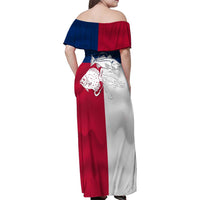 Custom Texas Fishing Family Matching Off Shoulder Maxi Dress and Hawaiian Shirt Hooked Fish Graphic - Red White and Blue Theme - Wonder Print Shop