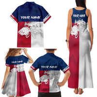 Custom Texas Fishing Family Matching Tank Maxi Dress and Hawaiian Shirt Hooked Fish Graphic - Red White and Blue Theme - Wonder Print Shop