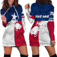 Custom Texas Fishing Hoodie Dress Hooked Fish Graphic - Red White and Blue Theme - Wonder Print Shop