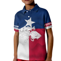 Custom Texas Fishing Kid Polo Shirt Hooked Fish Graphic - Red White and Blue Theme - Wonder Print Shop