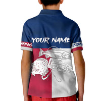 Custom Texas Fishing Kid Polo Shirt Hooked Fish Graphic - Red White and Blue Theme - Wonder Print Shop