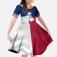 Custom Texas Fishing Kid Short Sleeve Dress Hooked Fish Graphic - Red White and Blue Theme - Wonder Print Shop