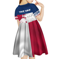 Custom Texas Fishing Kid Short Sleeve Dress Hooked Fish Graphic - Red White and Blue Theme - Wonder Print Shop