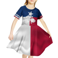 Custom Texas Fishing Kid Short Sleeve Dress Hooked Fish Graphic - Red White and Blue Theme - Wonder Print Shop