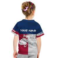 Custom Texas Fishing Kid T Shirt Hooked Fish Graphic - Red White and Blue Theme - Wonder Print Shop