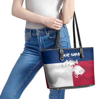 Custom Texas Fishing Leather Tote Bag Hooked Fish Graphic - Red White and Blue Theme - Wonder Print Shop